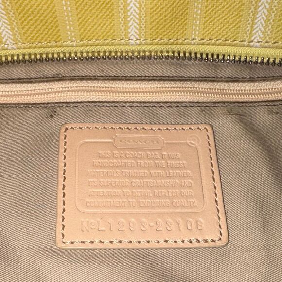 Coach Bag Purse Handbag Legacy Weekend Ticking Stripes PVC Large Shoulder Tote - Picture 16 of 16